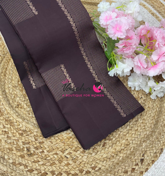 Pure Kanchipuram Silk Saree - Brown Shade - VVPS054