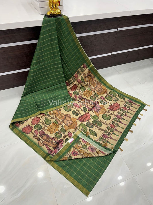 Semi Gicha Tussar Silk Saree - checks pattern - VVSGT001