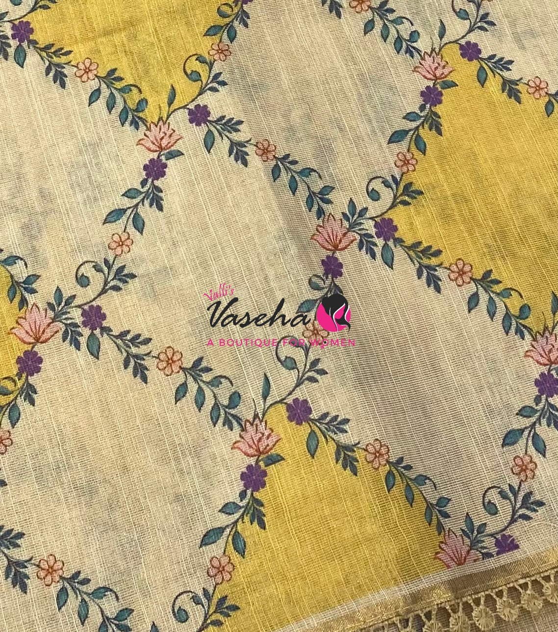 Linen Tissue Saree -  Light & Dark Combo - Yellow Shade - VVLTS008