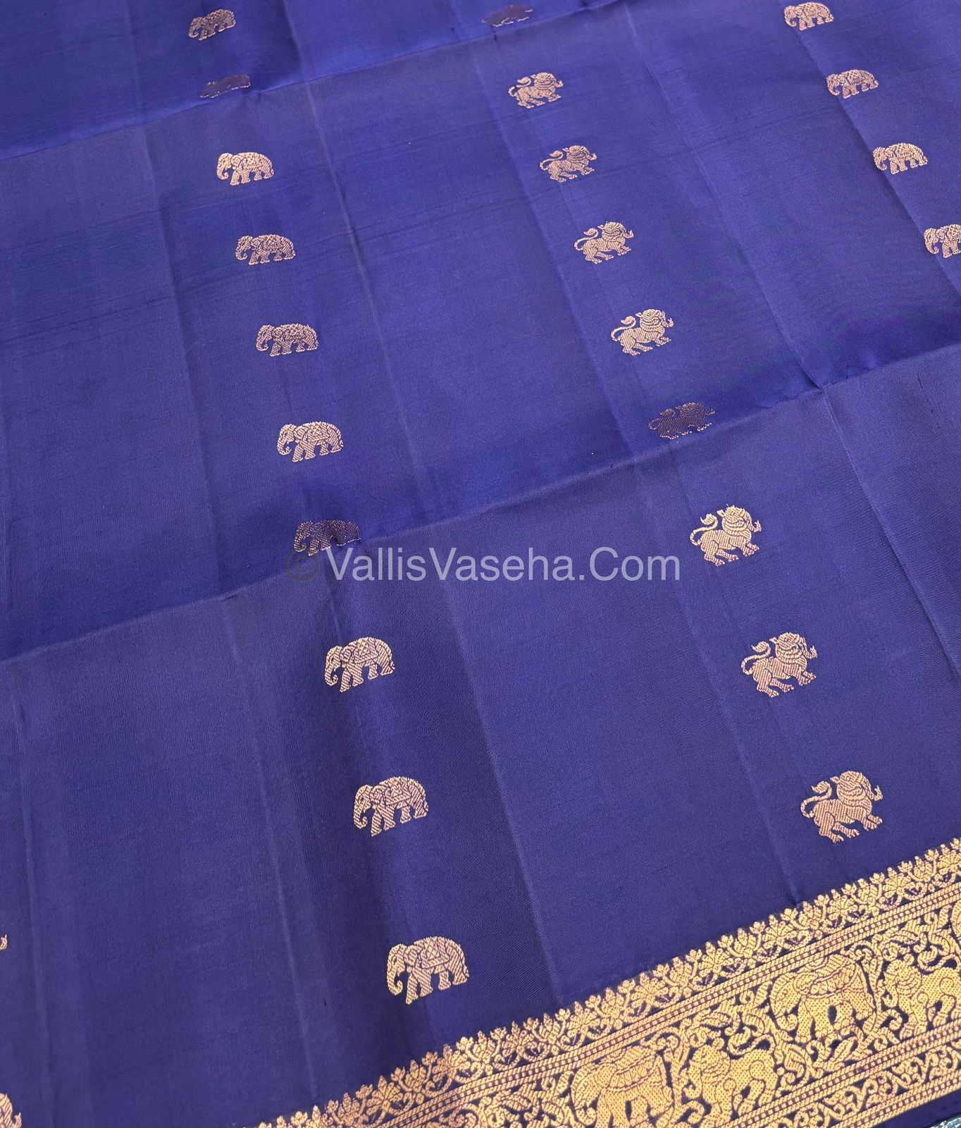 Pure Soft Silk Saree - Kanchi Border -  Royal Blue Shade - VVPSS046