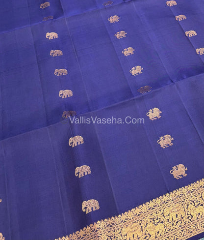 Pure Soft Silk Saree - Kanchi Border -  Royal Blue Shade - VVPSS046