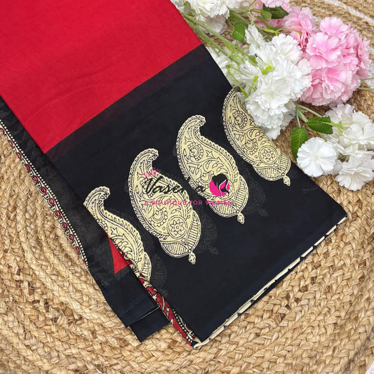 Pure Soft Mul Mul Cotton Sarees - Hand Block Prints - VVMMC011