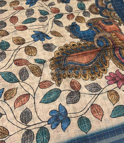 Semi Chanderi Saree - checks pattern - VVSCS002