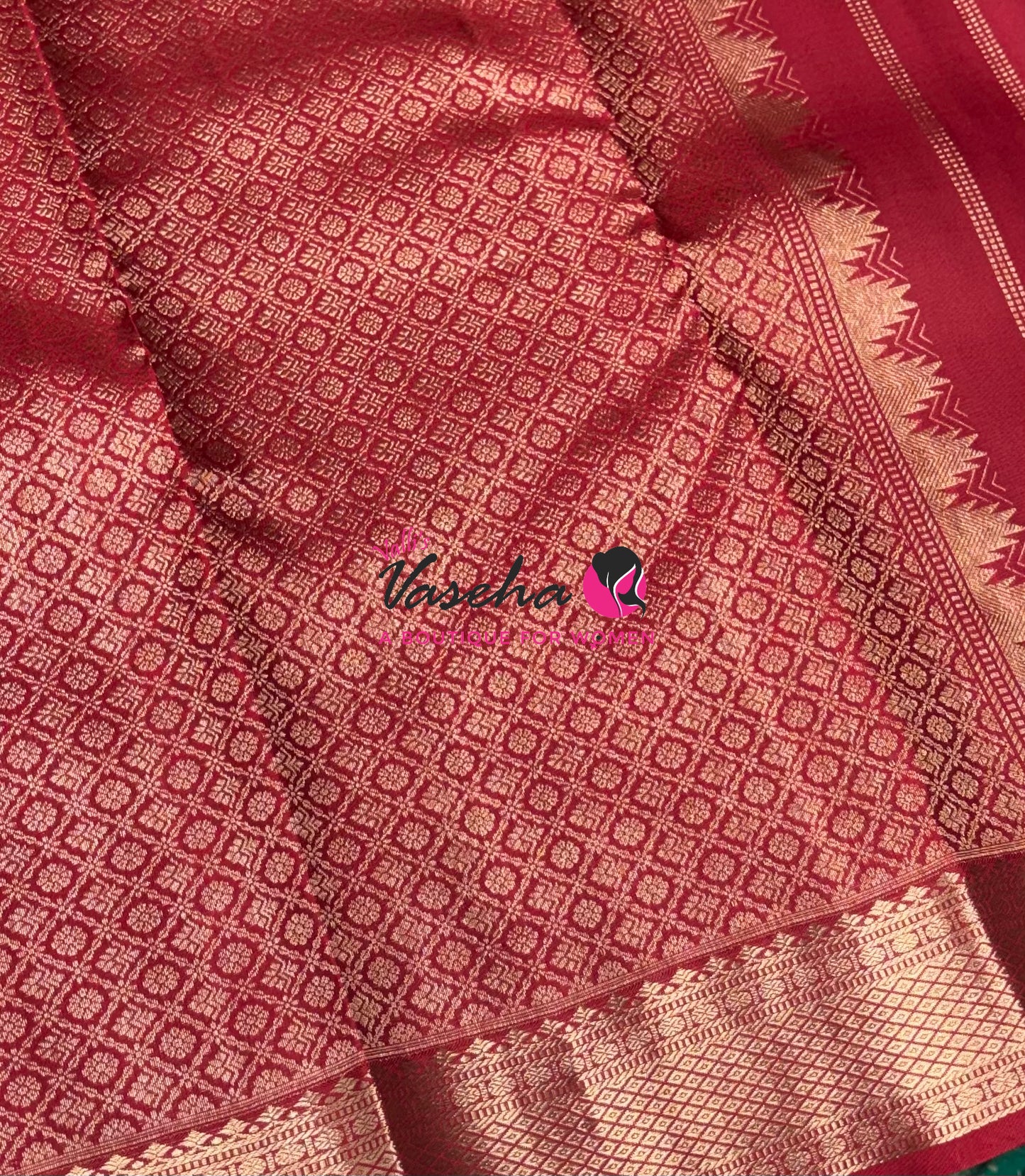 Pure Kanchipuram Silk Saree - Vairavoosi Design  - Maroon Shade  - VVPS087