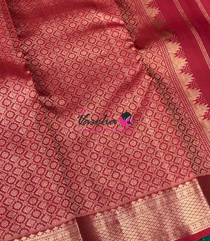Pure Kanchipuram Silk Saree - Vairavoosi Design  - Maroon Shade  - VVPS087