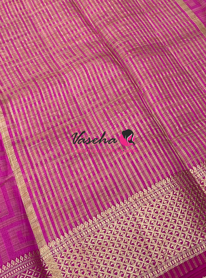 Semi Tussar Silk Saree | Pink Shade |VVSTS058