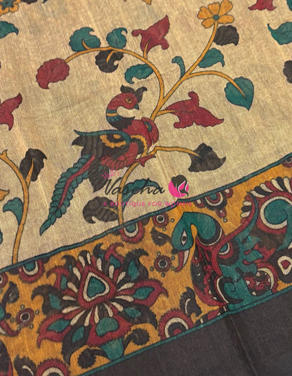Kadhi Cotton Sarees with Kalamkari Blouse - VVKCK002