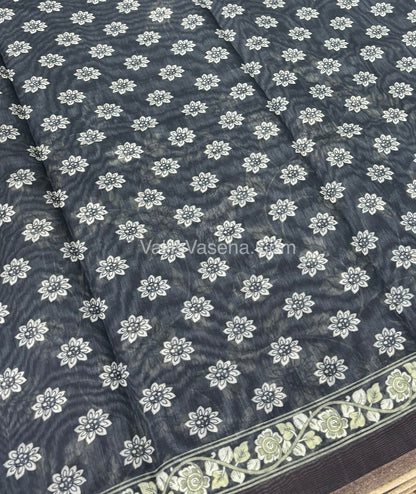 Semi Chanderi Saree - Blue Shade - VVSCS007