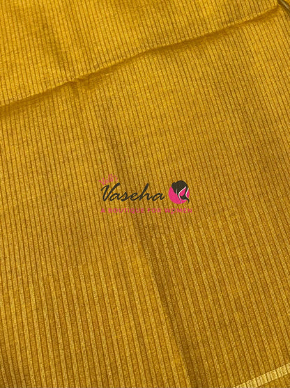 Semi Tussar Silk Saree | Yellow Shade |VVSTS049