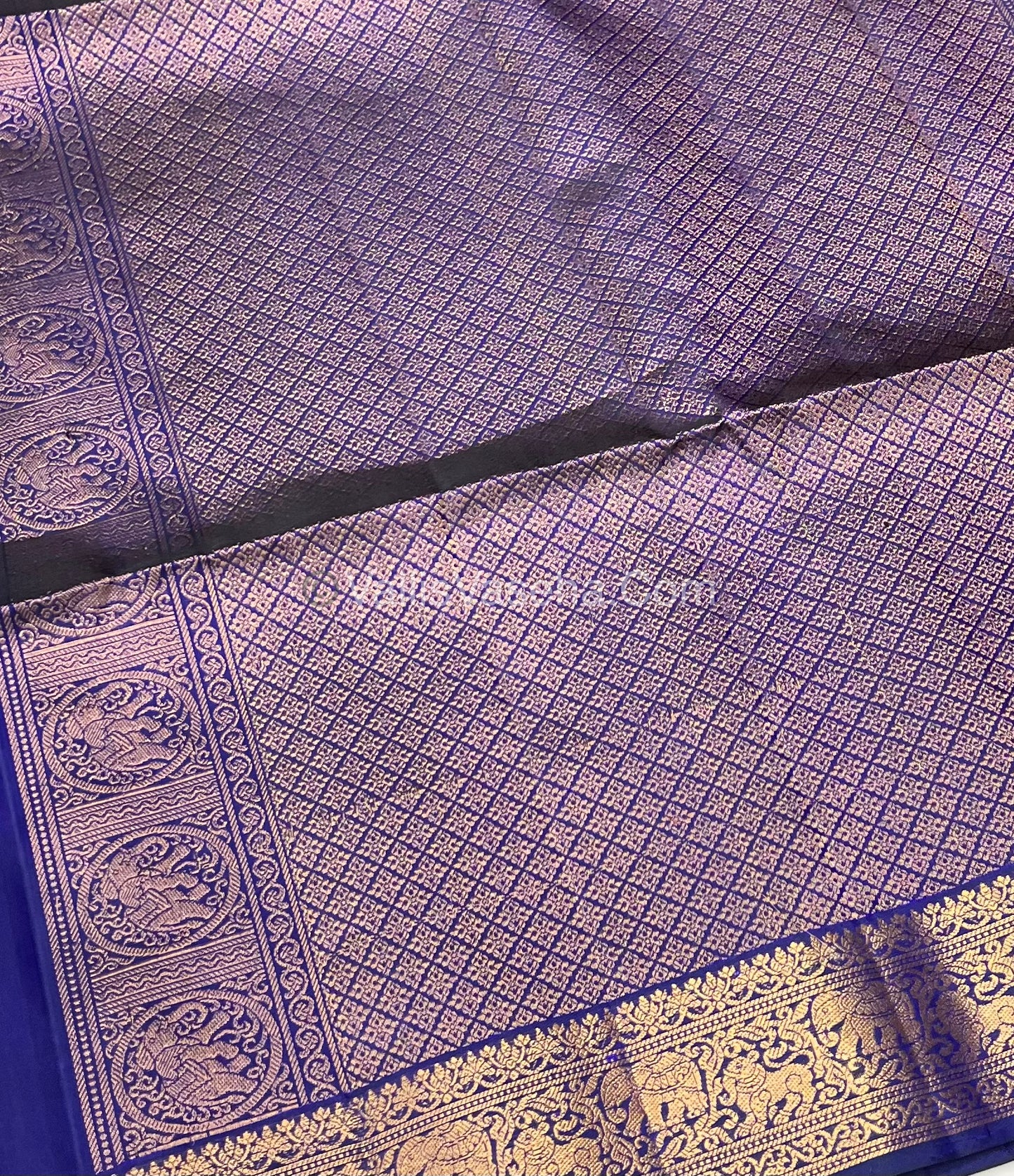 Pure Soft Silk Saree - Kanchi Border - Royal Blue Shade - VVPSS046