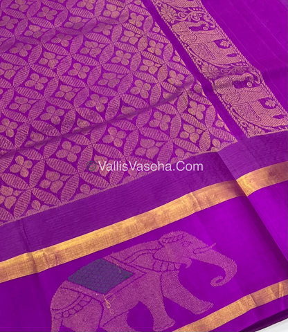 Pure Korvai Silk Cotton Saree - Border Elephant butta Design - VVKSC018