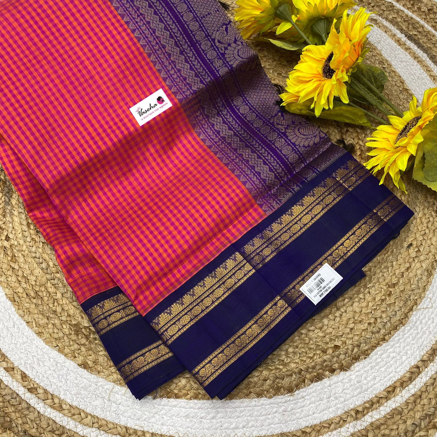 Pre Booking - Pure Korvai Silk Cotton - Podi Kattam - Retta Petta Border - VVPBSC010