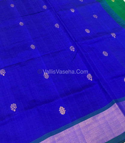 Semi Silk Cotton Saree - Blue & Green Combo - VVSSC001
