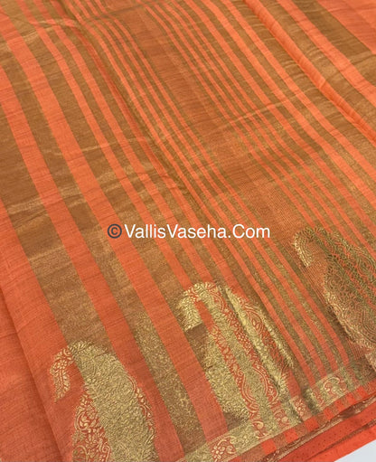 Semi Tussar Silk - Small Mango - Peach Shade - VVSTS002