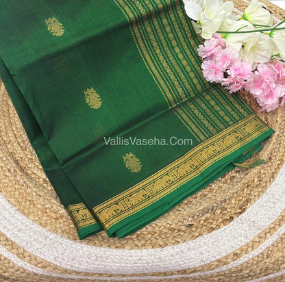 Pure Silk Cotton Saree - Retta Mayil Design - Green Shade - VVRMS001