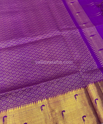 Pure Silk Cotton Saree - Paithani border - Lemon Yellow & Purple Combo - VVPSC001
