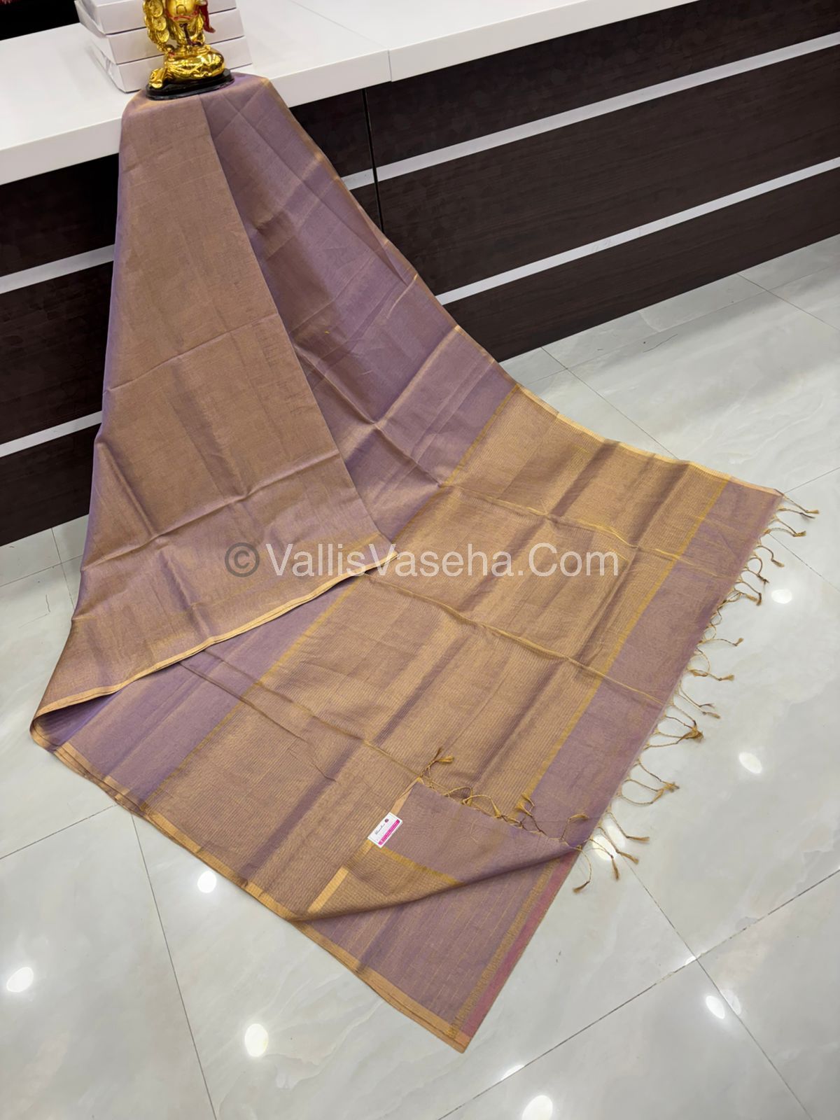 Pure Maheshwari Tissue Silk - Triple Tone Light Lavender & Gold Shade - VVMTS001