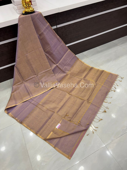 Pure Maheshwari Tissue Silk - Triple Tone Light Lavender & Gold Shade - VVMTS001