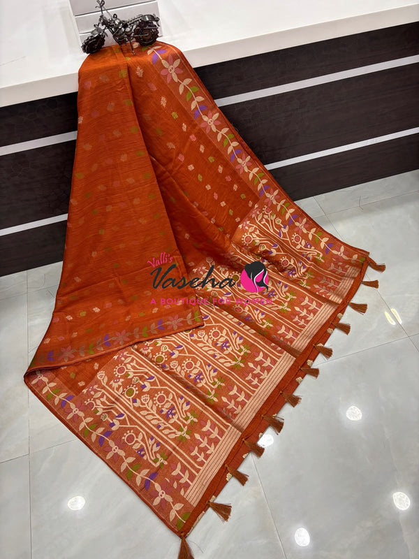 Banarasi - Heritage Meenakari Silk -   Rust Shade - VVBHS016