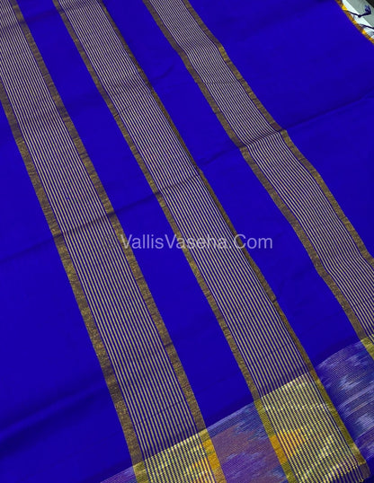 Semi Silk Cotton Saree - Yellow & Blue - VVSSC001