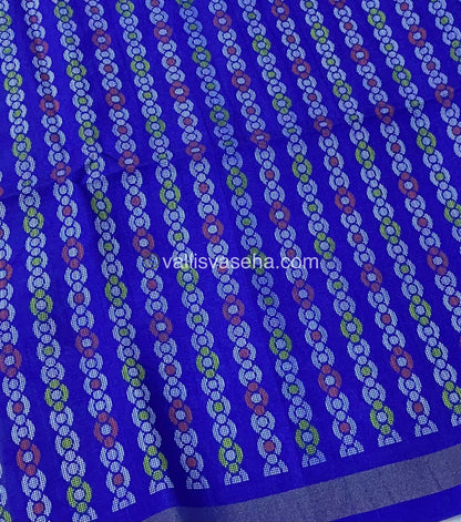 Semi Tussar / Semi Chappa Silk | Elephant Design | - Cream & Blue Combo - VVSTS01