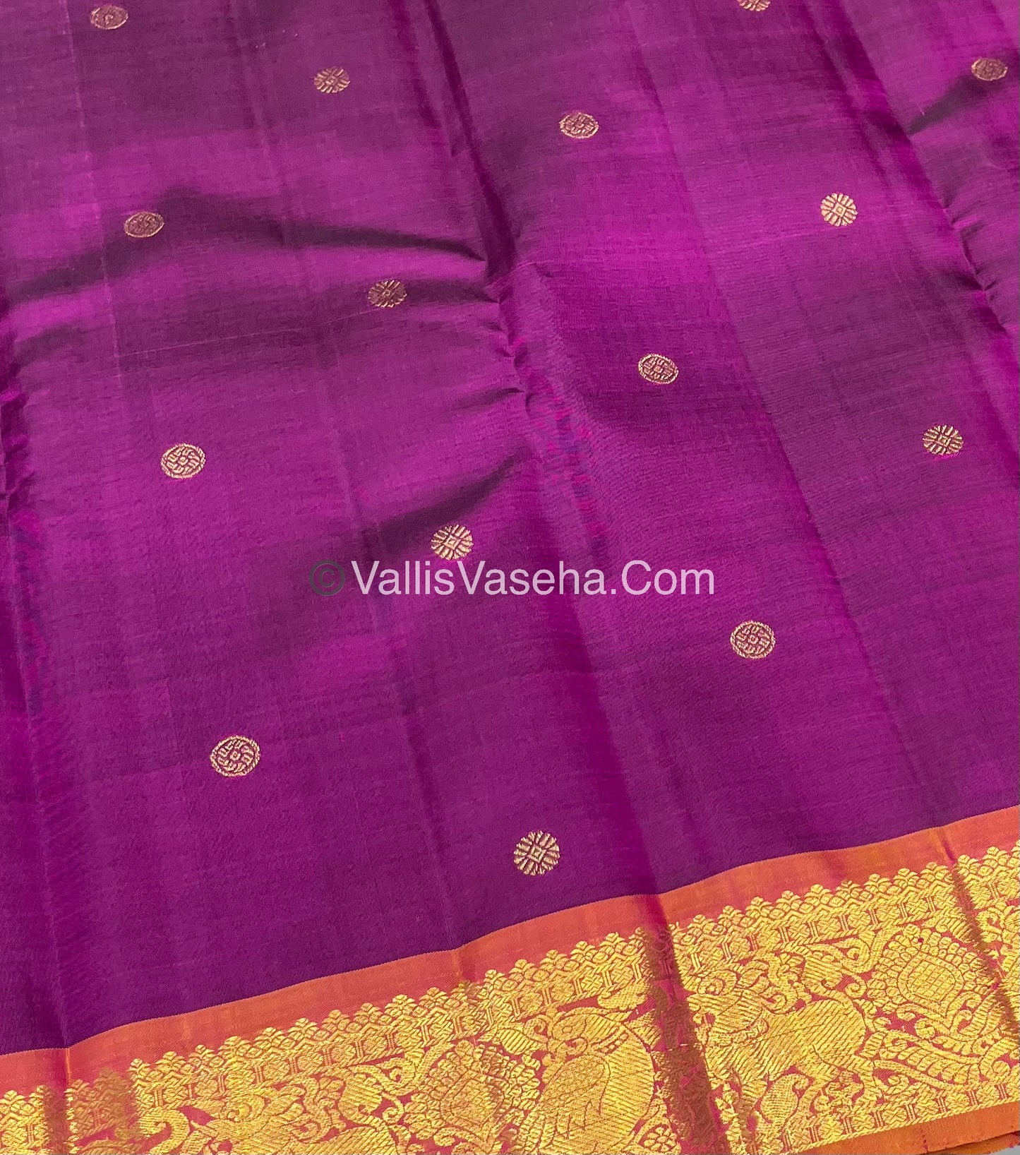 Pure Kanchipuram Silk Saree - Purplish Pink With Peachish Gold Shade  - VVPS022