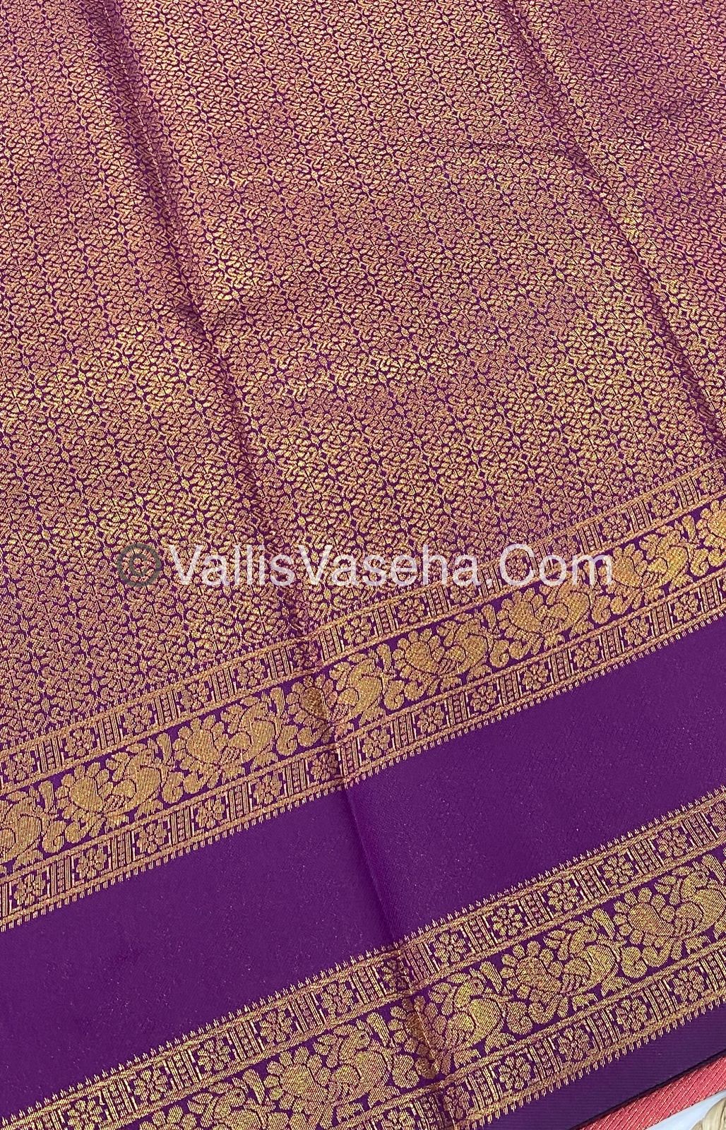 Kanchi Semi Silk - Mayil & Chakkaram design - Onion Pink with Purple - VVKSS001