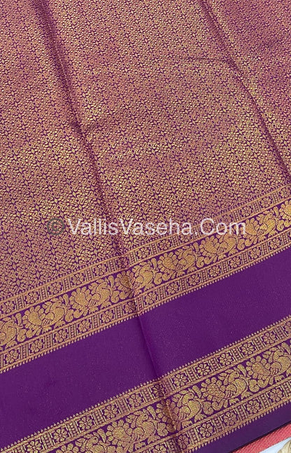 Kanchi Semi Silk - Mayil & Chakkaram design - Onion Pink with Purple - VVKSS001