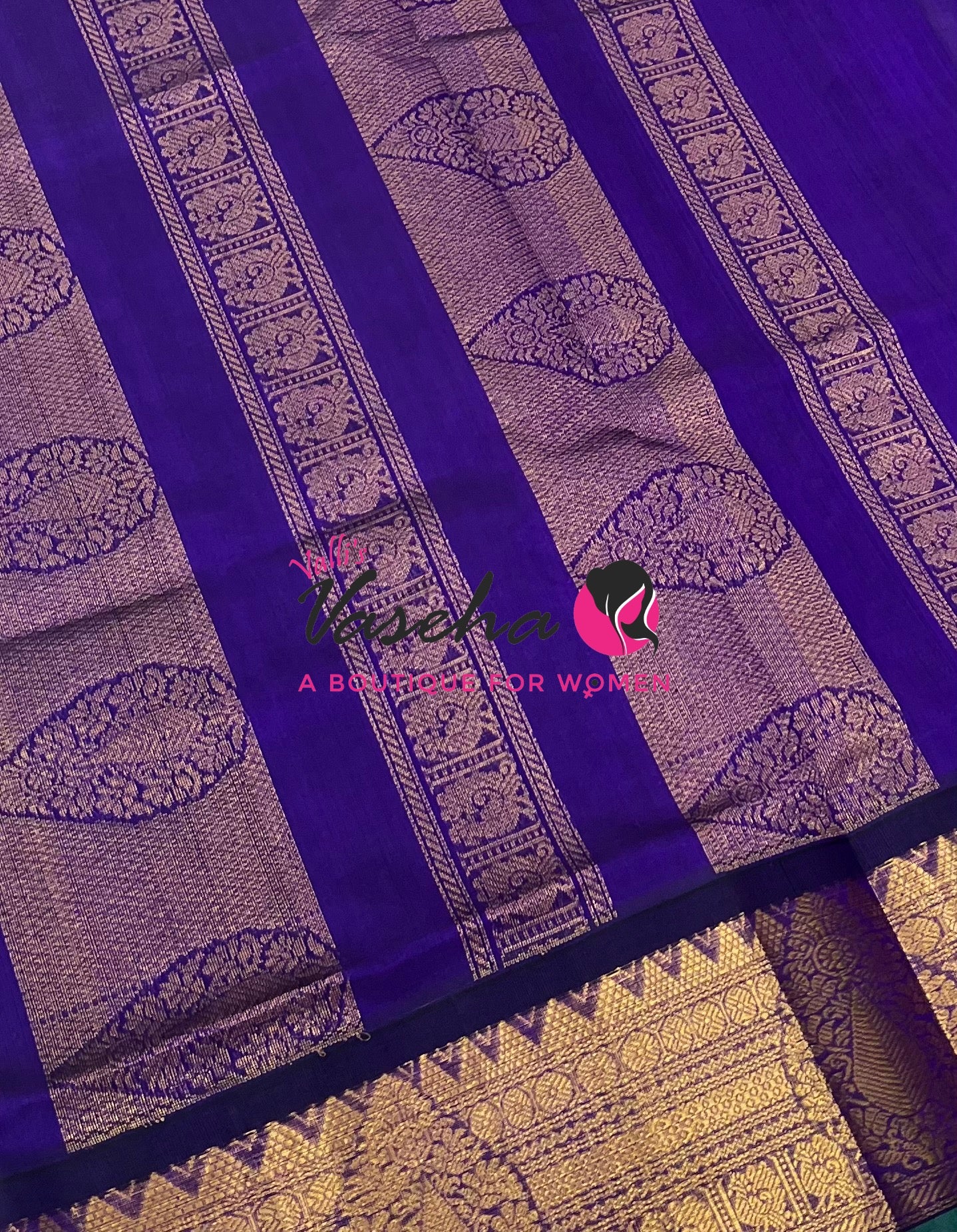 Pure Korvai Silk Cotton Saree - Chikku Green with  violetish purple - VVKSC019