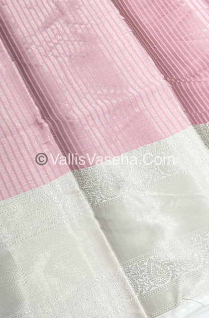 Semi Bridal Tissue Sarees - Light Pastel Pink & Half White Combo - VVSBT003