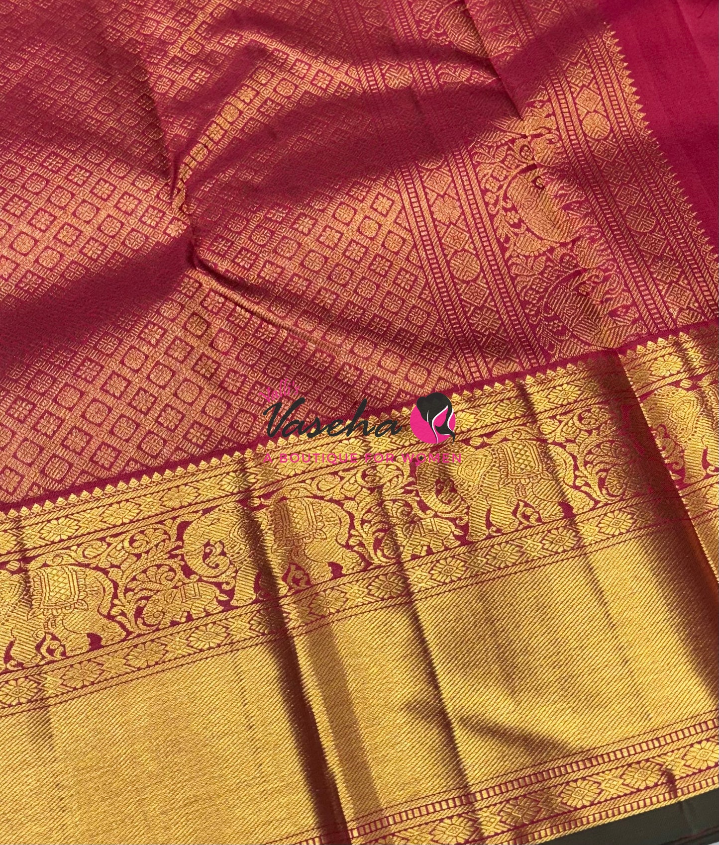 Pure Kanchipuram Silk Saree - Maroon Shade  - VVPS067