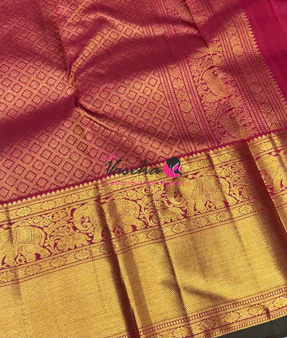 Pure Kanchipuram Silk Saree - Maroon Shade  - VVPS067