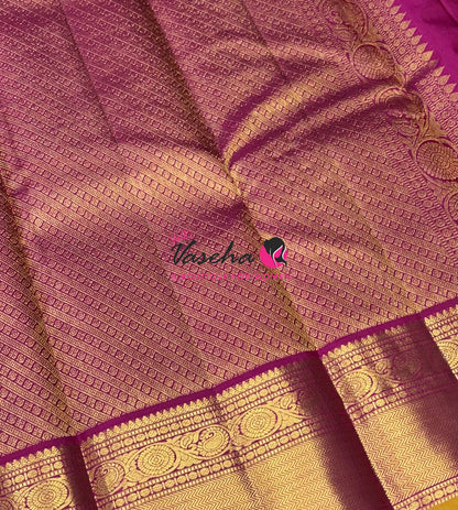 Pure Kanchipuram Silk Saree - Mandhulir Green & Pink Shade  - VVPS070