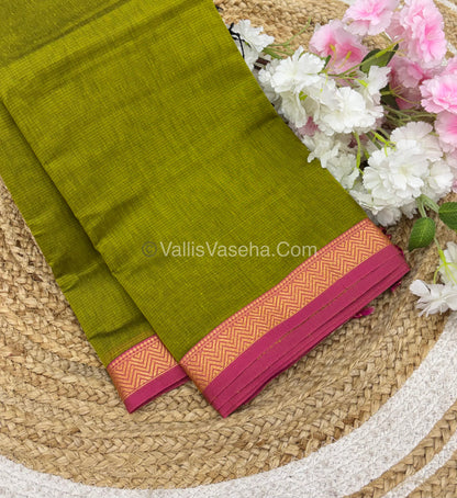 Fancy Mixed Cotton - Green With Pink Shade - VVFMC005