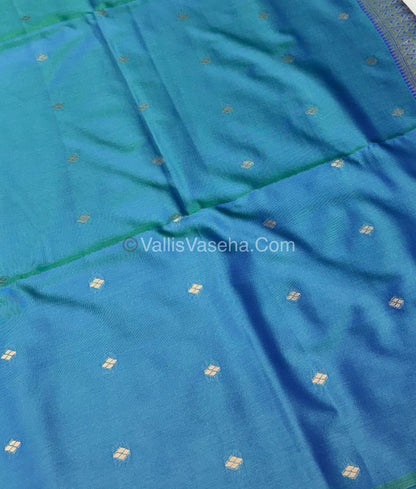 Semi Soft Silk - Border less - Peacock Blue Shade -VVSSS023