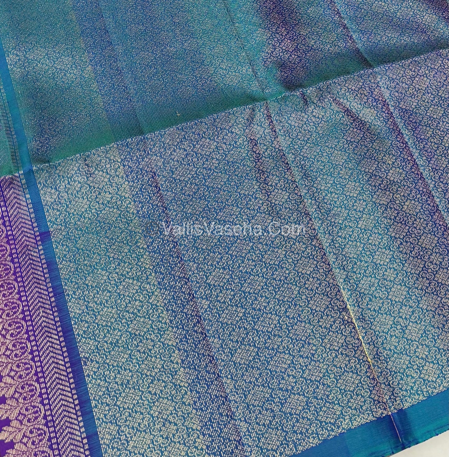 Pure Soft Silk Saree - Border Less  - Purple & Peacock Blue Combo - VVPSS066