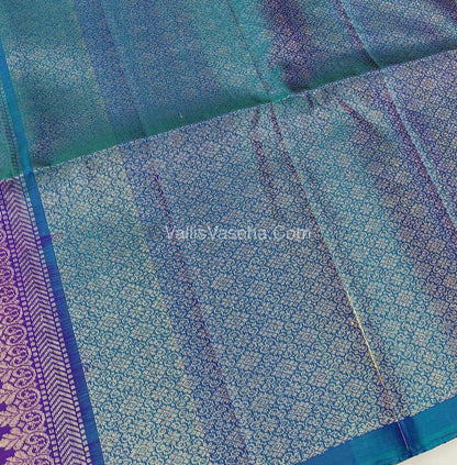Pure Soft Silk Saree - Border Less  - Purple & Peacock Blue Combo - VVPSS066