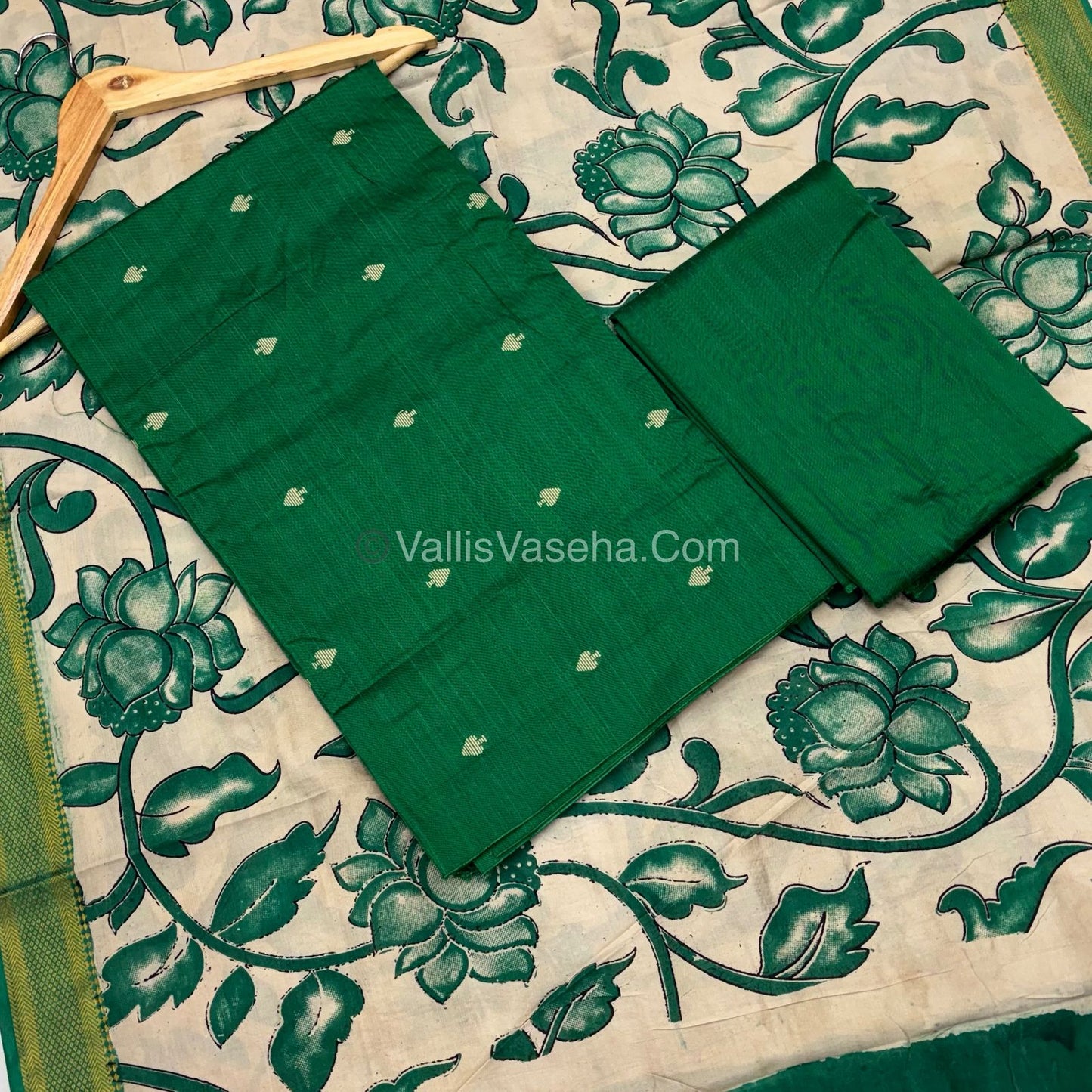 Unstitched Salwar Material -Raw Silk - Light Greenish Blue & Nizam Border Duppatta - VVUSM010
