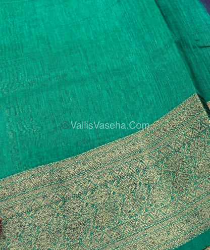 Bamboo Silk Saree - Wine With Blue Shade - VVBSS006