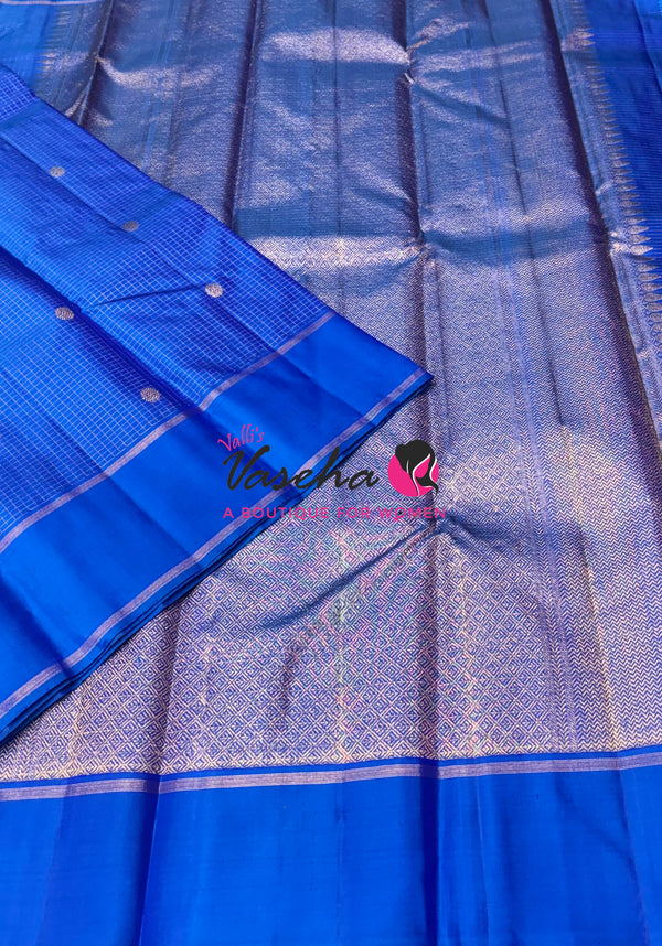 Pure Kanchipuram Silk Saree - Blue Shade - VVPS100