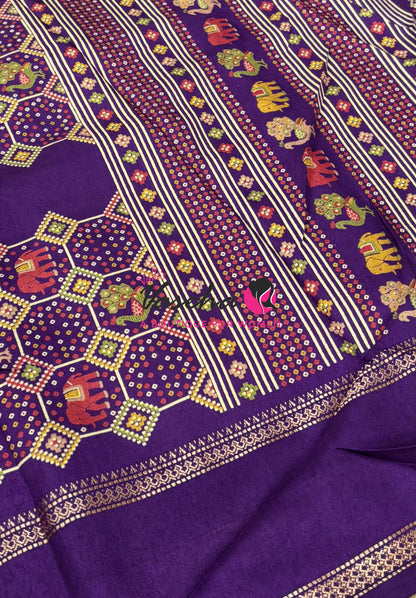 Casual Wear - Semi Printed Silk - Fancy Mixed Variety - Purple - VVFMC008