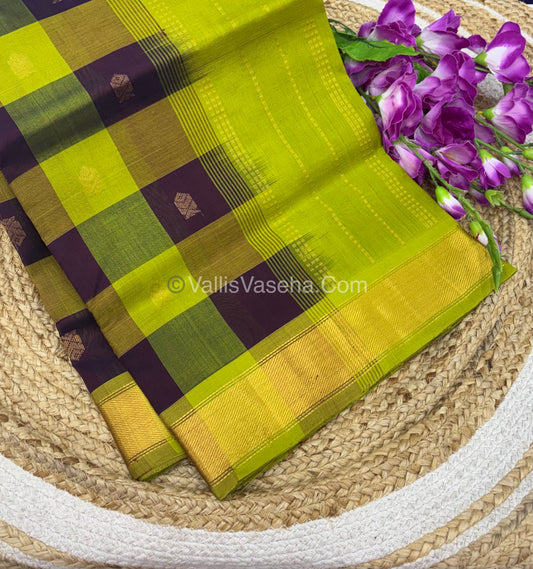 Pure Silk Cotton Saree - Pazhum Pazhamum Checks Design - VVPPSC02