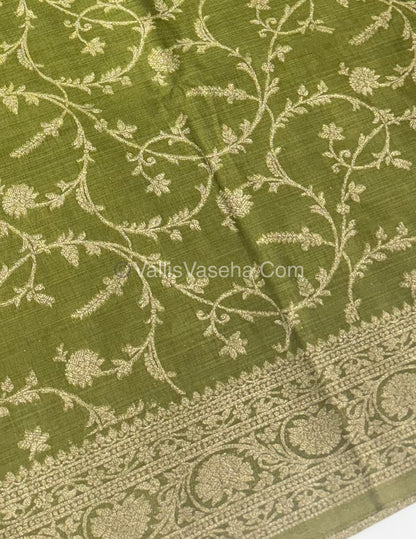 Banarasi - Heritage Silk - Semi Kathan Silk - Olive Shade- VVBHS001