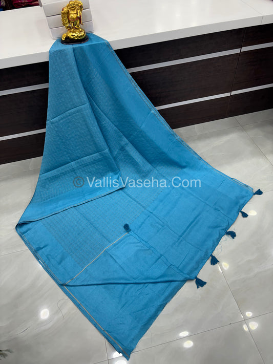 Bhagalpuri Semi Tussar Saree - Blue Shade - VVBTS001