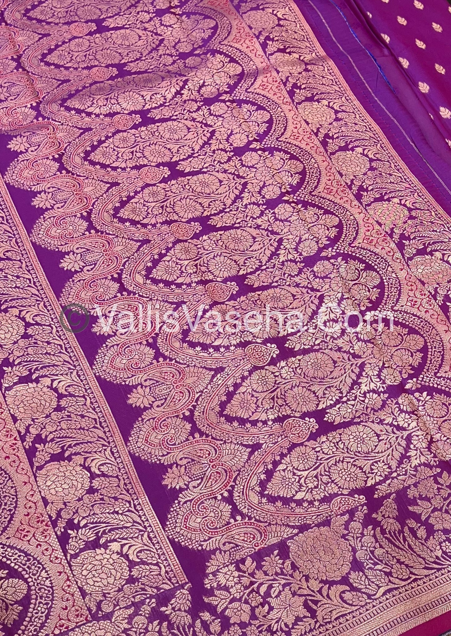 Semi Soft Silk with Border - Purplish Pink Shade  -VVSSS012