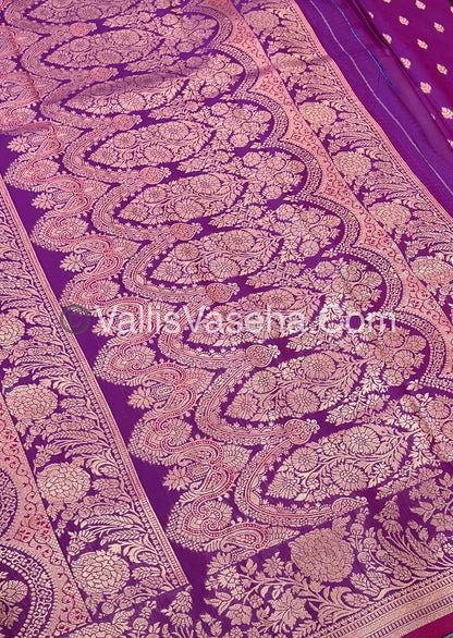 Semi Soft Silk with Border - Purplish Pink Shade  -VVSSS012