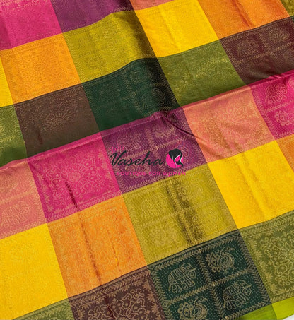 Pure Soft Silk Saree  - Pazhum Pazhamum Checks - VVPSS092