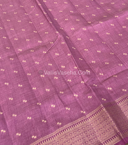 Semi Tussar Silk - Grand Pallu  - Onion Pink Shade - VVSTS020