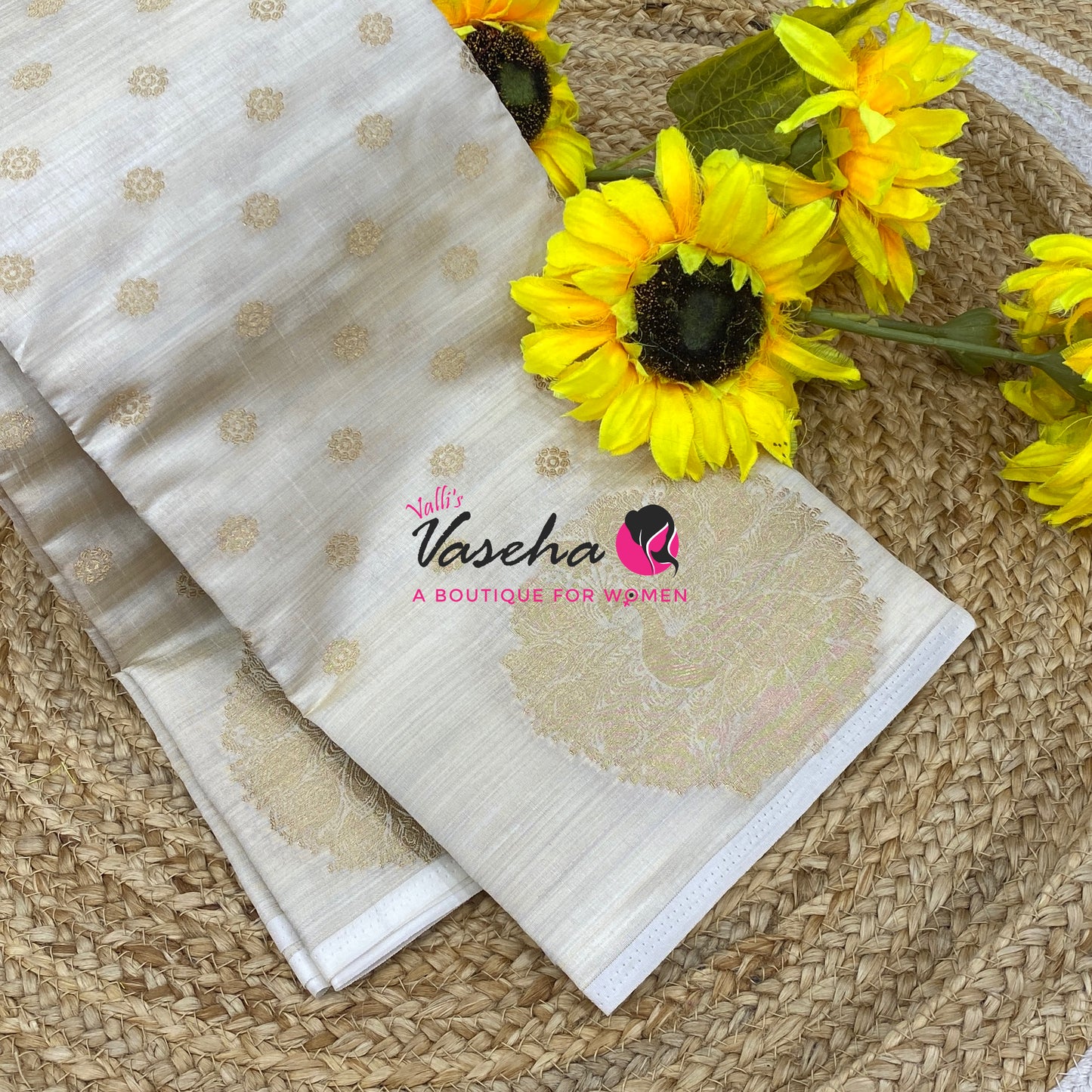 Semi Tussar Silk Saree | Cream Shade |VVSTS056