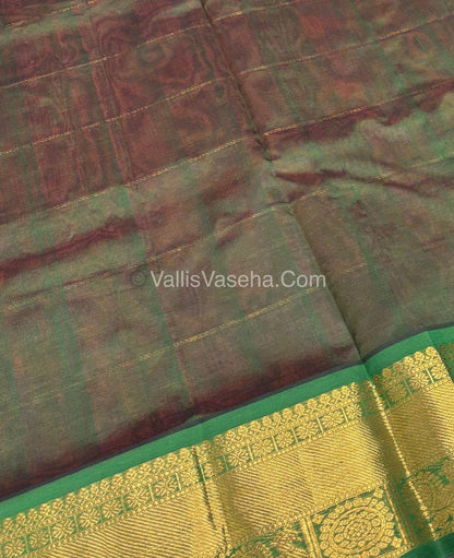 Pure Silk Cotton Saree - Mayil & Chakkaram Design -  Pink With Green Shade - VVMC001